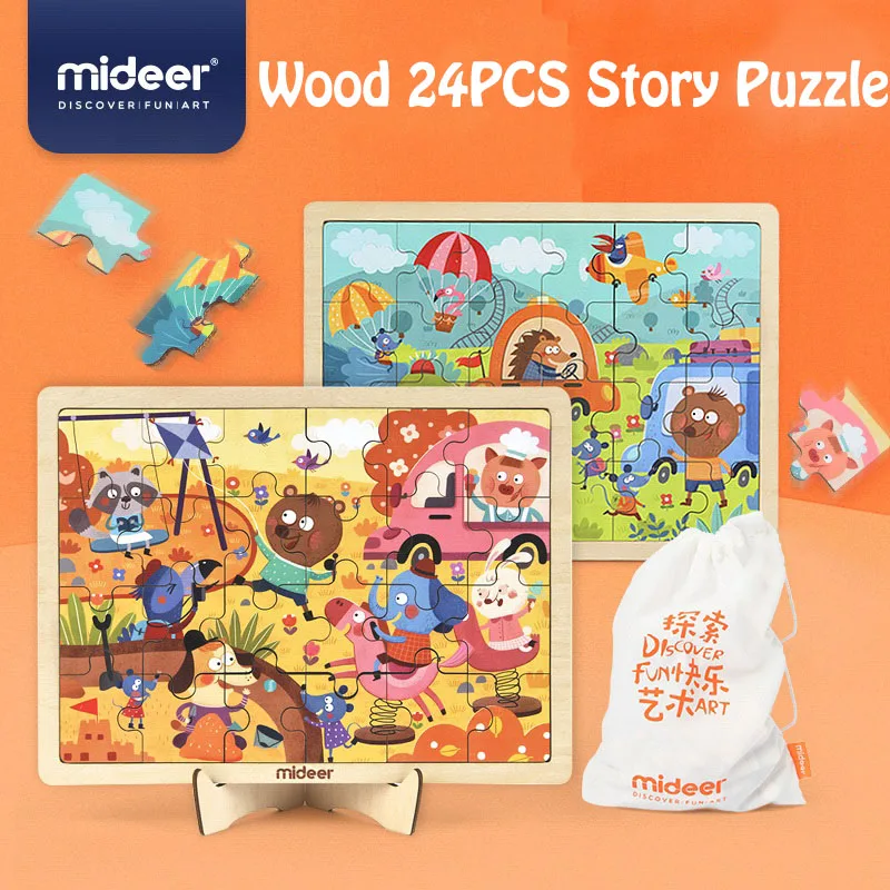 Mideer деревянные игрушки головоломки для детей игра пазл детские 24 шт. Мультяшные