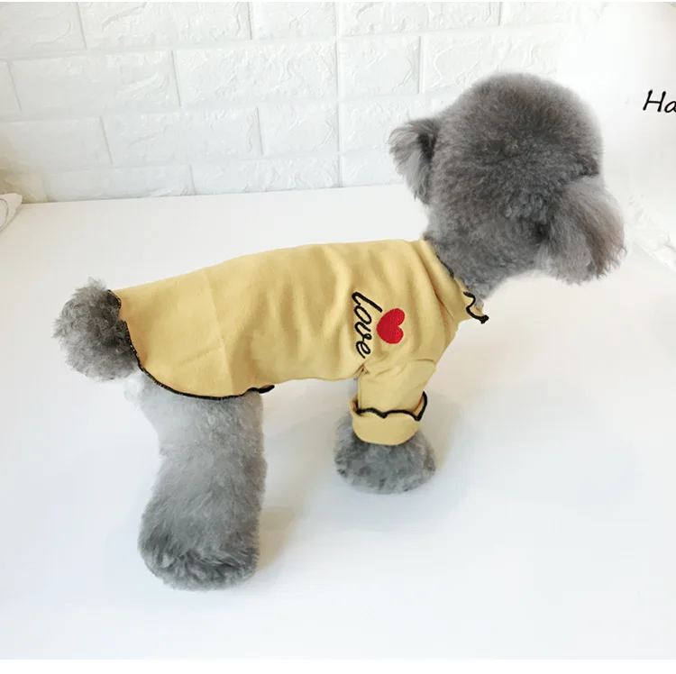 Pet Dog Clothes For Small Dogs Spring Autumn Clothes Chihuahua Puppy Clothing Winter Warm Heart Love Flower Lace Clothes
