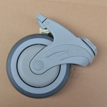 

4-inch plastic super synthetic rubber TPR medical bed caster with brake Ball Bearing wheel