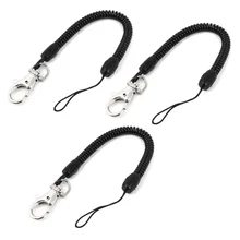 Carabiner key chainring, black 3 coil spring elastic strap