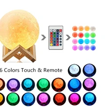 3D печать лунный свет изменение цвета 2 цвета сенсорный экран, 16 цветов, пульт дистанционного управления, USB, светодиодный ночной Светильник украшение дома креативный подарок