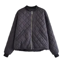 

2021 Autumn New Women's Long-sleeved Mesh Cotton Round Neck Zipper Flying Pocket Decoration Ladies Cotton Jacket