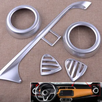 

5pcs ABS Silver Interior Front Upper Middle Side AC Air Vent Outlet Cover Trim Frame Fit For Nissan Kicks 2016 2017 2018 2019