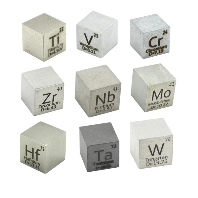 10mm Density Cube Vanadium Niobium Tantalum Molybdenum Chromium Tungsten Titanium Zirconium Hafnium 99.95% Element Cubes ► Photo 2/6