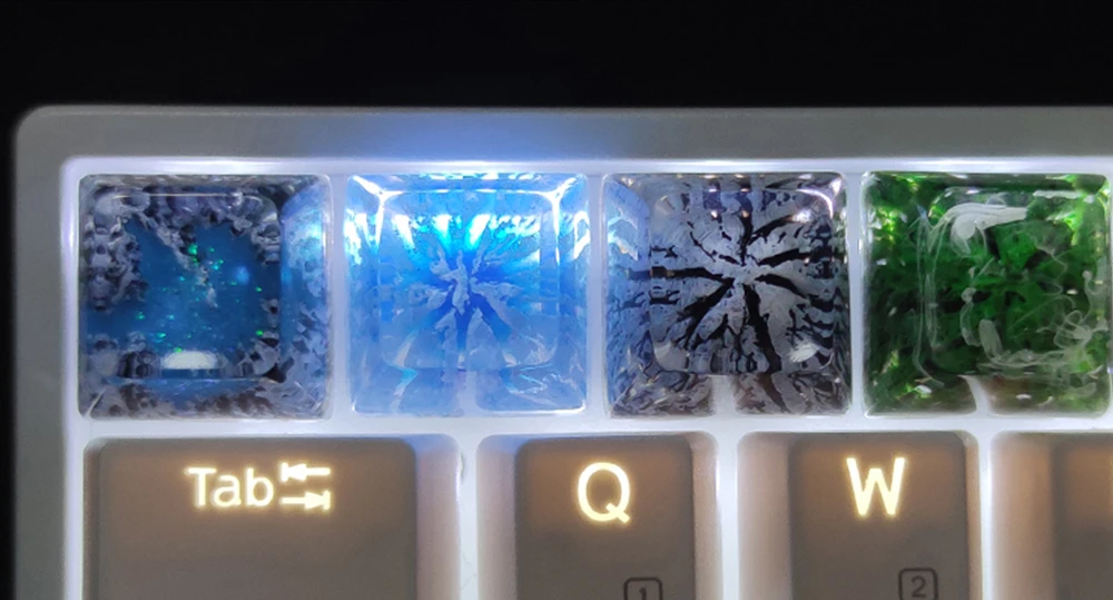 Customized Mount Fuji Snow Mountain Resin Keycaps For Cherry Switch Mechanical Keyboard SA R3 Profile Backlit Luminous Key Cap pink computer keyboard