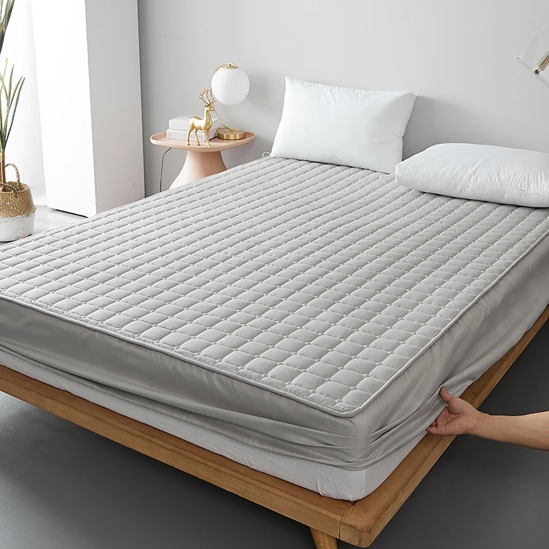 Waterproof Quilted Cotton Fitted Bed Sheet Solid Color Stain Resistant Mattress Protective Cover Breathable Bedspread | Дом и сад