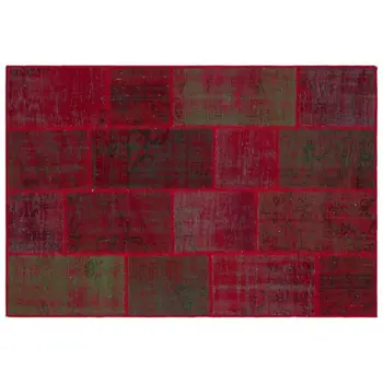 

Handmade Red Vintage Overdyed Patchwork Area Rug 120x180 Cm-3'11''X5'11''