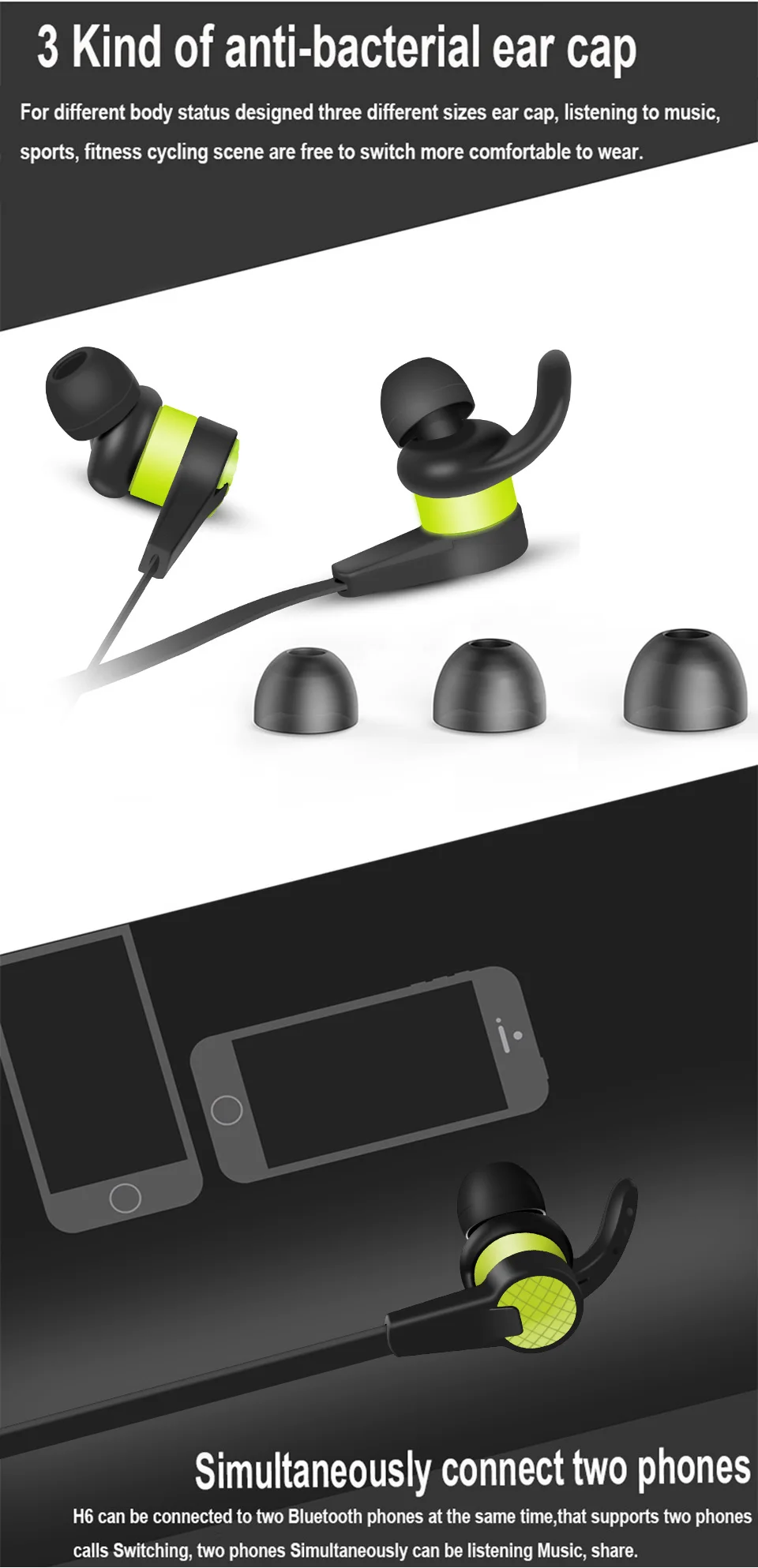 Беспроводные наушники спортивные Bluetooth наушники водонепроницаемые беспроводные наушники для телефонов