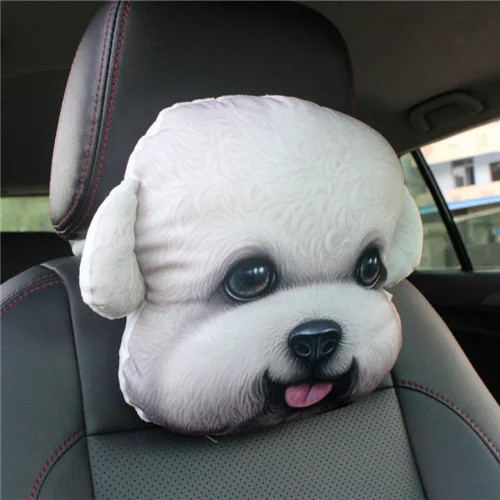 Neck Pillow 3D Dog Throw Pilows Cartoon Personality Creativity Husky Animal Head Car Headrest Cushion Plush Doll Gift Decor 