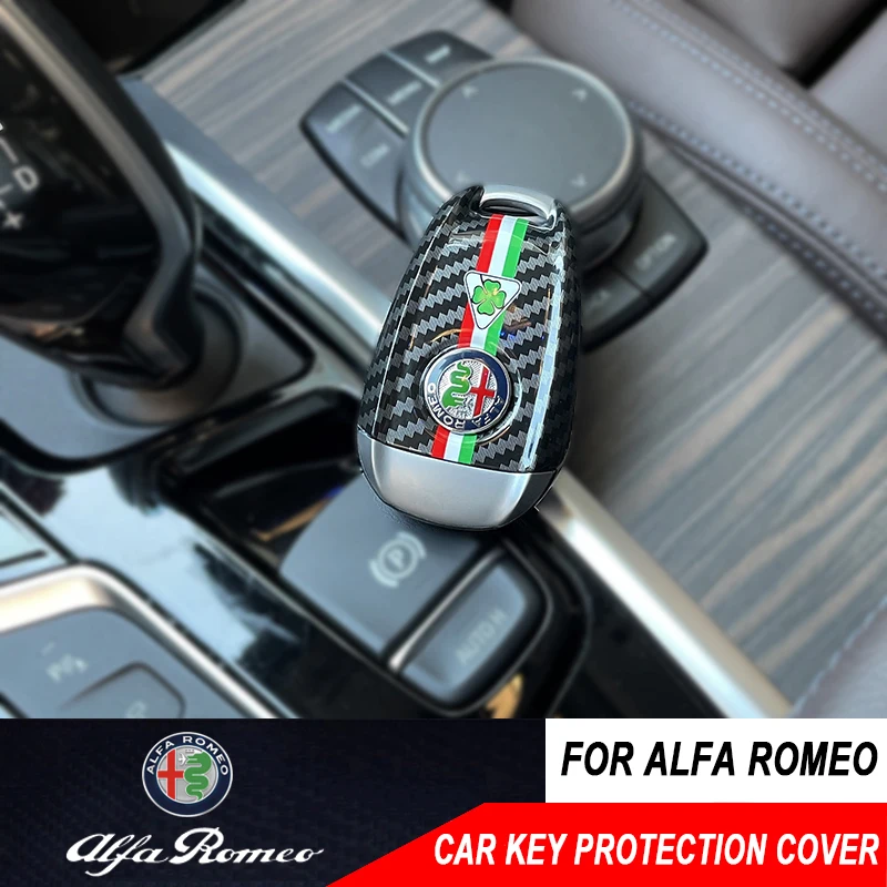 ABS Car Carbon Fiber Key Shell Cover 3d Keychain For Alfa Romeo Giulia Stelvio Protection Accessories | Автомобили и мотоциклы