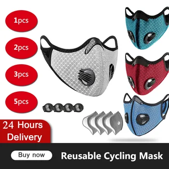 

Sport Cycling Face Mask With Filters PM2.5 Anti-Pollution Mask Filter Respirator Washable Reusable Activated Carbon Mascarilla