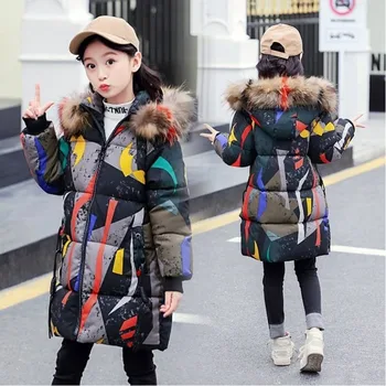 

Girls Winter Coat 2020 New Children Long Camouflage Padded Down Outerwear 9 Old Kids Winter Coveralls 12 Years Old Girl Clothes