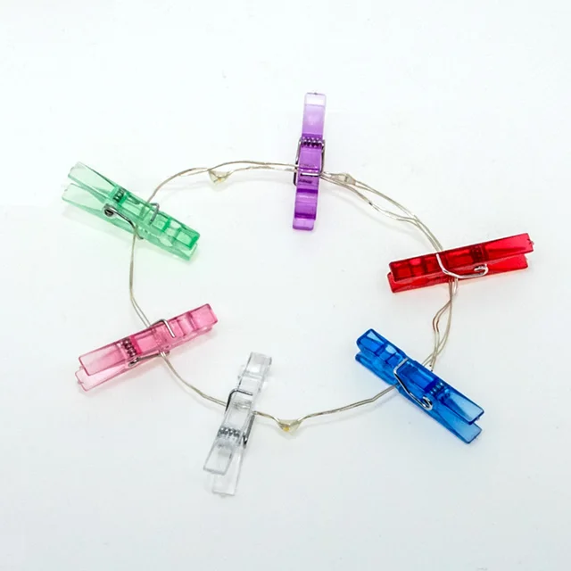 20 db Színes Rugó Függő Klipek Bilincsek Műanyag Ruha Sor Mini Papír Fotók Ruhacsipeszek Kézműves Dekorációs Csapok - Image 4