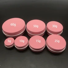5g 10g 15g 25g 30g 50g 60g Aluminum Jars Pink Refillable Lipgloss Containers Cosmetic Cream Lotion Metal Bottles Free Shipping