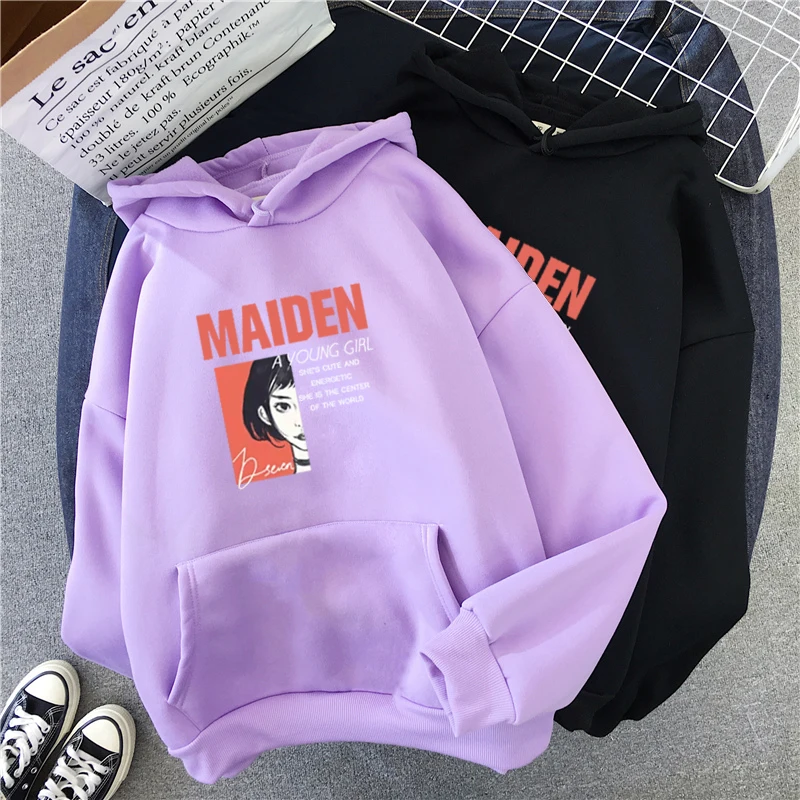 Shellsuning Letter Autumn New Sweatshirt Harajuku Fashion Women Pullover Streetwear Cool Girl Purple Oversized Hoodies Tops