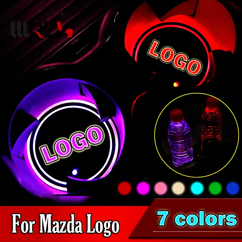 

1x Car Styling Smart LED Car Luminous Light Anti Slip Coaster For Mazda 3 mazda 6 CX 5 CX-5 CX3 323 Axela Atenza Car Accessories