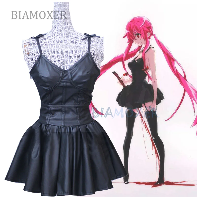 Новое повседневное летнее платье Mirai Nikki Cosplay Gasai Yuno на Хэллоуин базовая юбка