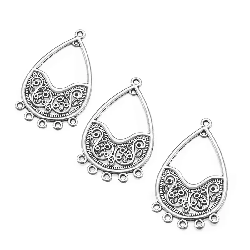 

10pcs Drop Shape Tibetan Style Alloy Chandelier Component Links for Jewelry Making DIY Earring Accessories Findings 46x26x2mm