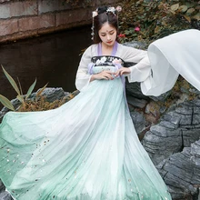 Зеленый Hanfu для женщин вышивка танцевальные костюмы народный фестиваль наряд восточное платье феи певцы сценическая одежда DC2692