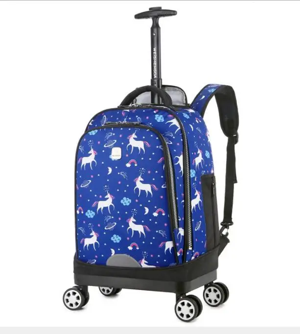 Weishengda Travel Rolling luggage backpack Bag Children travel trolley bag teeangers wheeled backpack for school bag with wheels 2