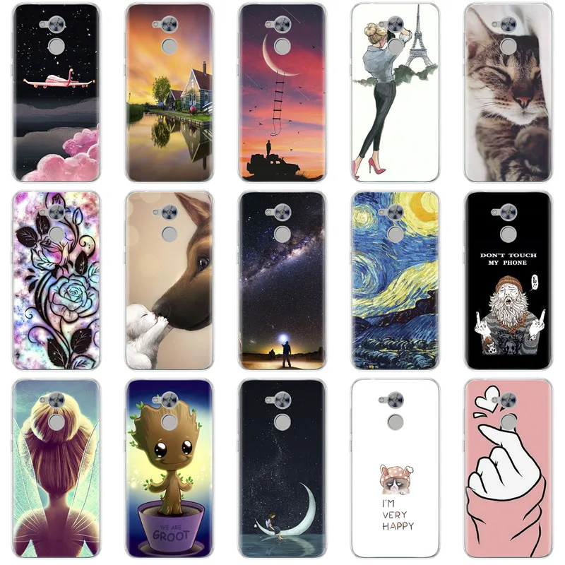 cover phone case for huawei honor 6A soft tpu silicone back 360 full protective printing clear coque Cat flower | Мобильные телефоны