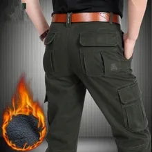 Новинка JEEP Wintet мужские брюки карго плюс бархатные теплые мужские брюки с несколькими карманами плотные брюки мужские брюки