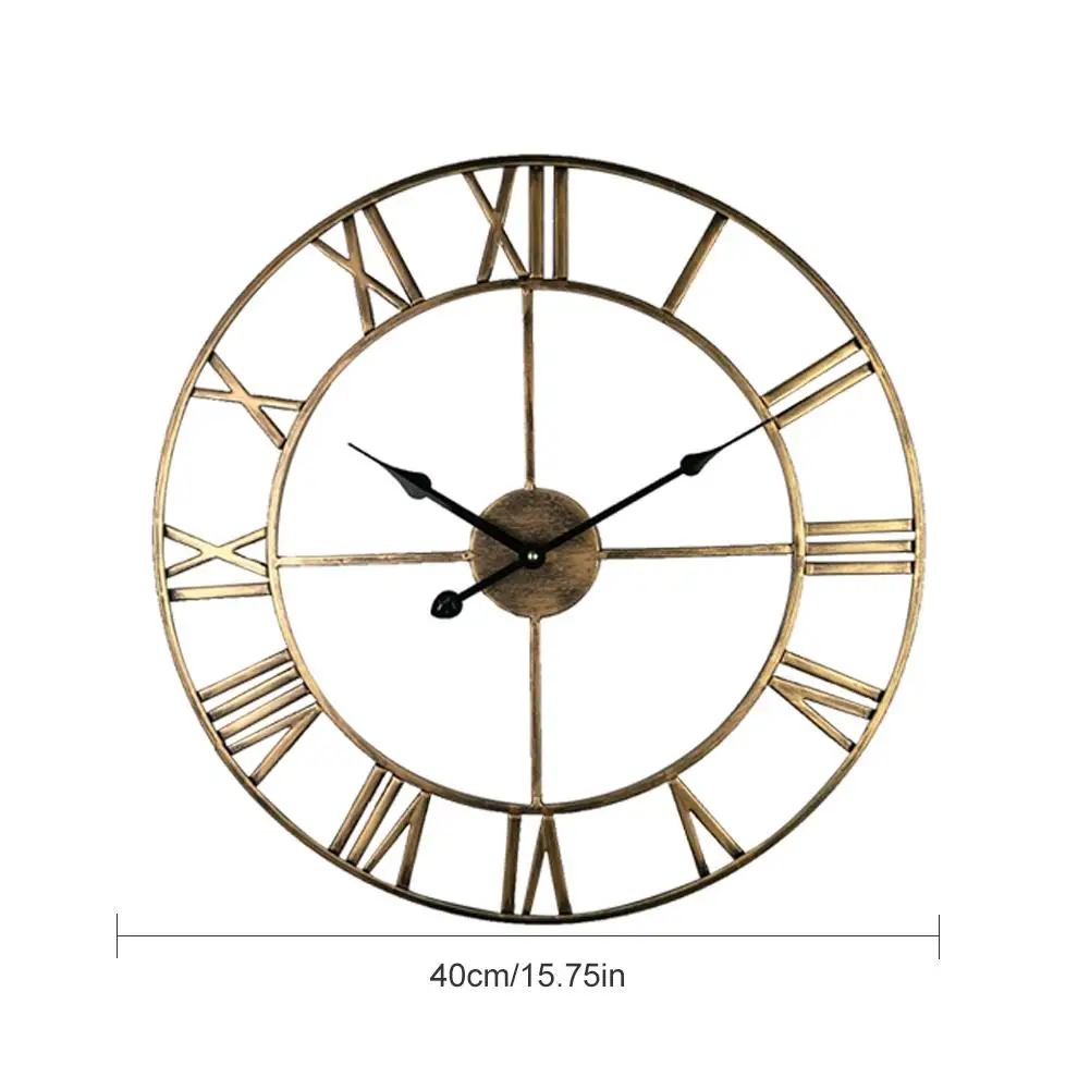 20 дюймов атмосферное простой личности гостиной Американский современный Лофт кафе железа ретро настенные часы бесшумные металлические римские цифры