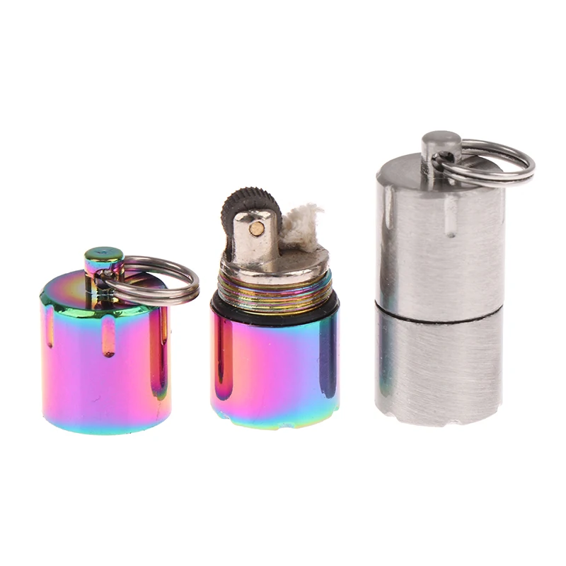Mini Keychain Lighters Retro Kerosene Lighter Key Chain Cigarette Lighters Gifts Waterproof Outdoor Survival Tool kerosene lighter