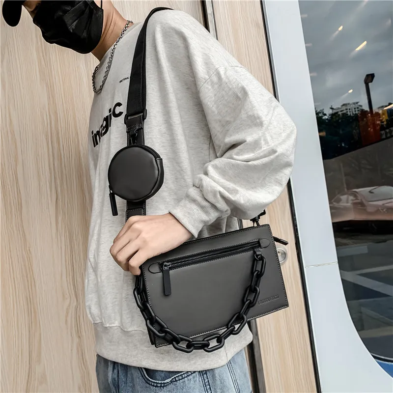 Mini printed artificial leather cross body chest bag for men and