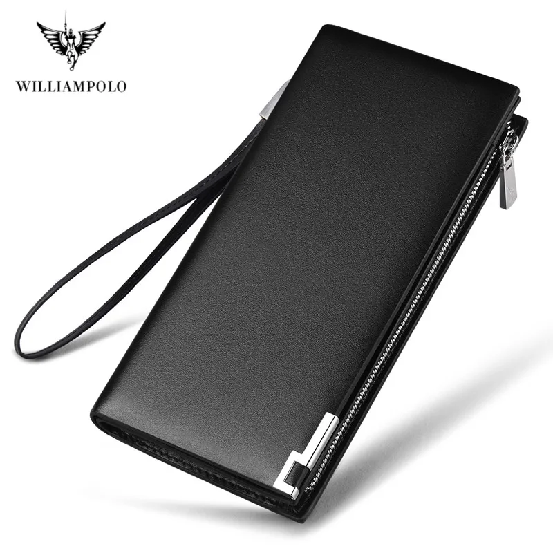 Новые мужские кошельки из натуральной кожи WILLIAMPOLO модный дизайн Длинный кошелек