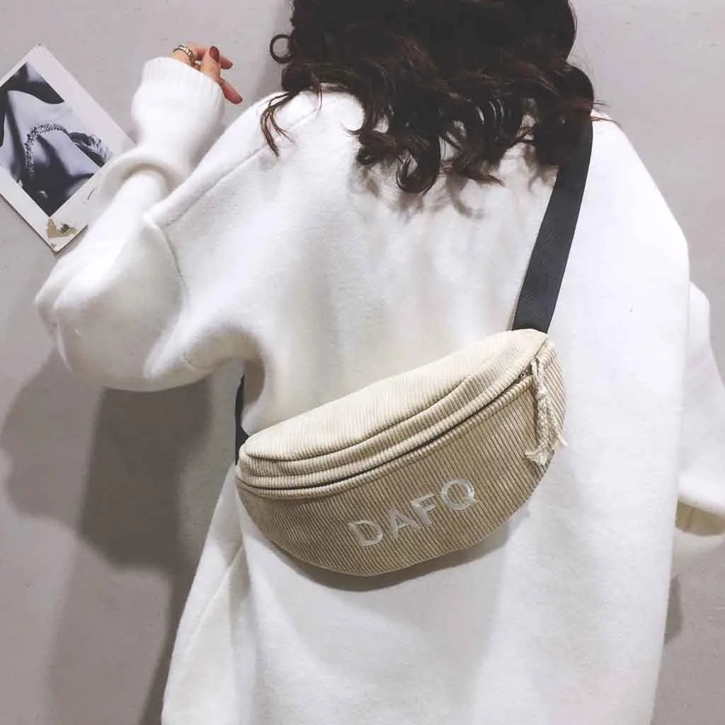 Chest Bag Women Corduroy Simple Shoulder Messenger Package Casual Pocket Fashion Chest Bag Package Crossbody Bags For Women#R5