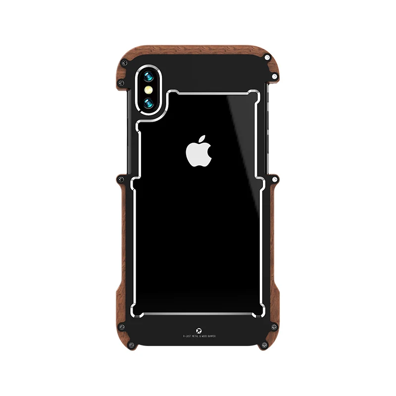 

Luxury Cases Wood Bumper With Metal Case Cover for iPhone X XR XS Max 5 5S SE 6 SS 7 8 Plus Phone Shell Accessories
