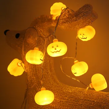 

New Christmas And Halloween Pumpkin Skull Decoration Lamp String Ghost Lamp String Ghost Doll Battery Light String
