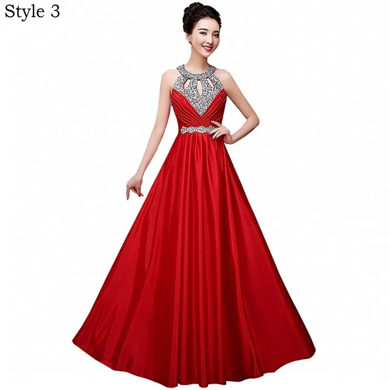 [Clearance Sale] Chiffon Long Evening Dress Formal Dresses Evening Gown Elegant Beaded Boidce with Zipper Back