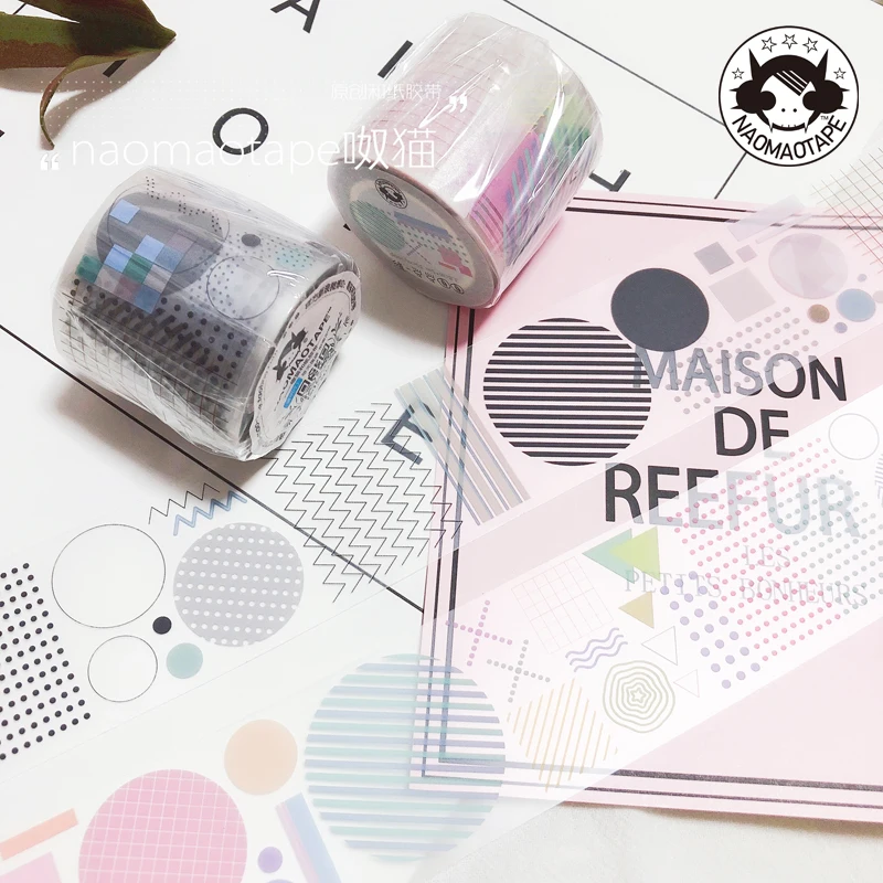

WOKO Have Release Paper Lovely Circle/Points/Grid Basic Geometry Decoration PET Washi Tape DIY Planner Scrapbooking Masking Tape