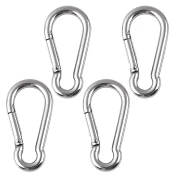 Preise 4Pcs Edelstahl Frühling Schnalle Snap Karabiner Haken Clips Camping Klettern Wandern Haken Lager Karabiner Schloss Ring Haken