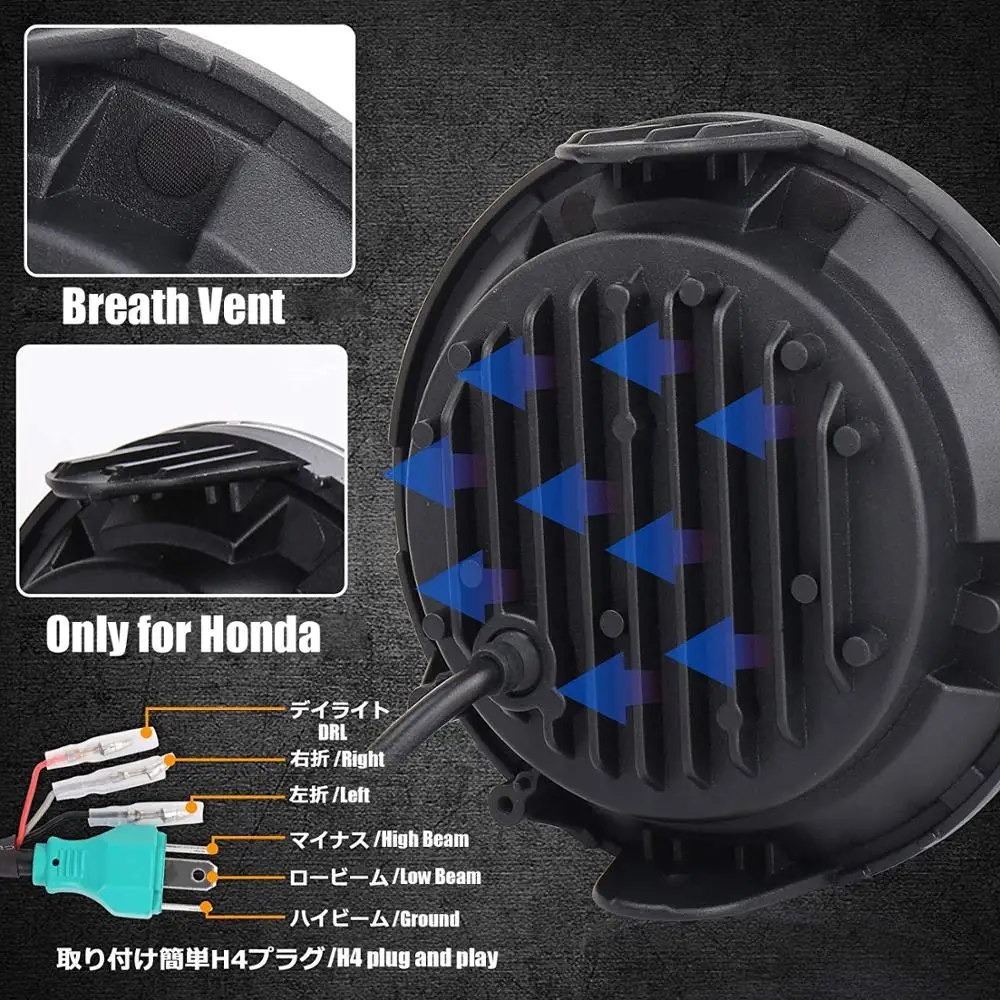 Велосипед CB400SF фара 7 дюймов с halo для мотоцикла CB серии DRL Функция Hi/Lo луч черный| |
