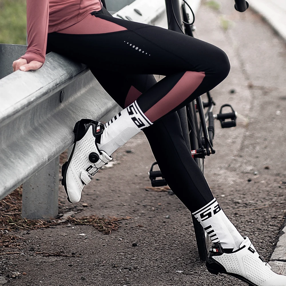 Santic, женские зимние штаны для велоспорта, теплые штаны для велосипеда MTB Pro fit, 4D подкладка, светоотражающие, удобные, Азиатский Размер, S-XXL, L9C04114