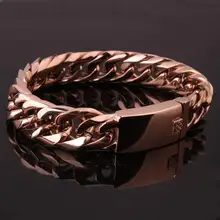 Хип-хоп нержавеющая сталь цепь и звено двойные кубинские браслеты Байкер розовое золото цвет браслет для мужчин ювелирные изделия