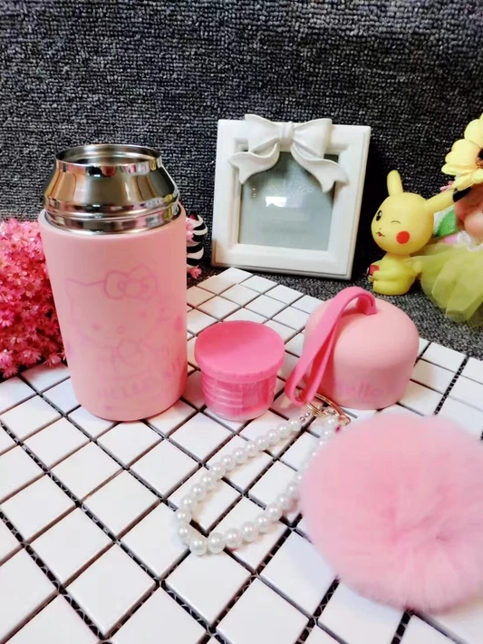 260ml Helloo Kitty Thermos Cup 304 Stainless Steel Water Bottle Pink Kitty Cat Insulated Cup Thermos Flask Hot Water Thermos
