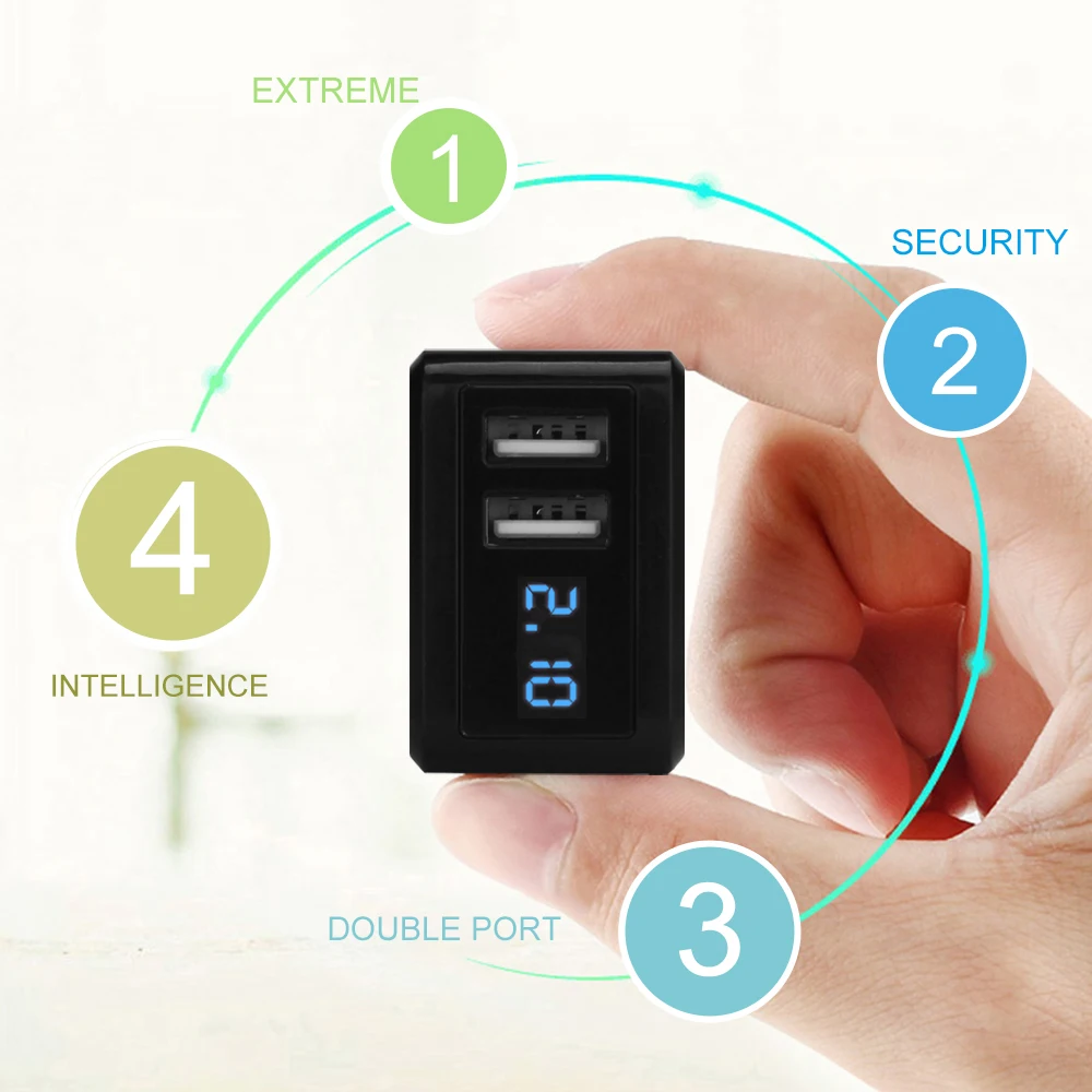 Универсальное настенное Зарядное устройство цифровой Дисплей 5V 2.1A с 2 портами(стандарт телефон Зарядное устройство адаптер для iPhone huawei samsung xiaomi путешествия быстрой зарядки