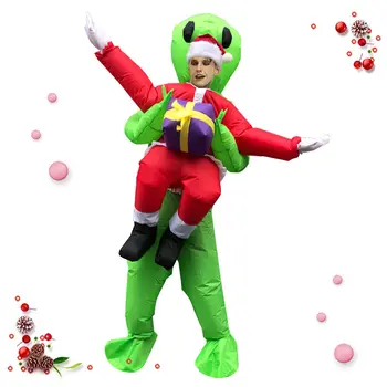 

Green Alien Inflatable Costume Adult Kids Funny Blow Up Suit Party Fancy Dress Unisex Costume Christmas Halloween Costume U3