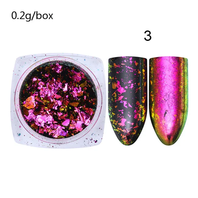 1 коробка Блестки для ногтей блестки алюминиевые неправильные хлопья фиолетовый золотой серебряный глиттер украшение для ногтей зеркальная блестящая пыль - Цвет: chameleon3