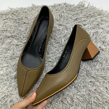

Women's Pumps Cow Leather Fashion Pointed Toe Comfortable dress party Shoes Spring Casual 2020 Handmade Pumps