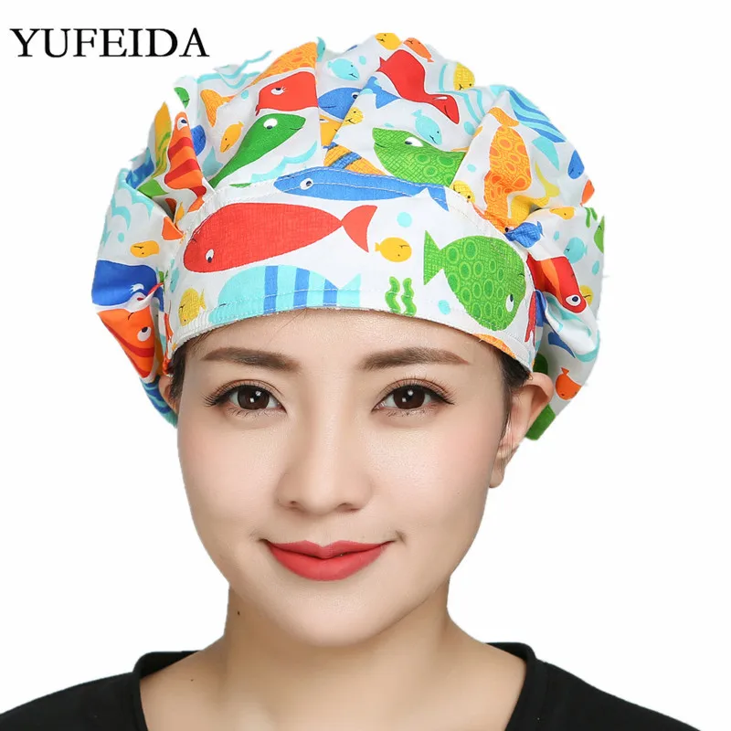 High Quality Men/Women Working Cap Printing Reuseable Unisex Kitchen Cooking Caps For Long Hair