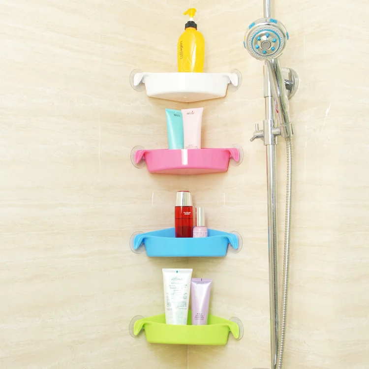 

4009 Colorful Sucker Triangular Storage Shelf Multi-Purpose Bathroom Kitchen Storage Rack Large Sucker qiang jiao jia