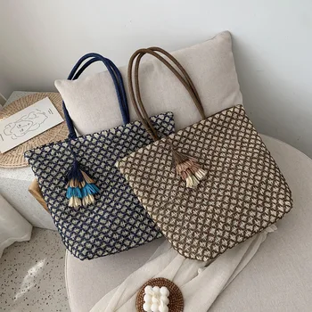 

New High Capacity Tassel Straw Bag Women Shoulder bags 2020 Fashion Travel Casual Tote Ladies Handbags Female Purse