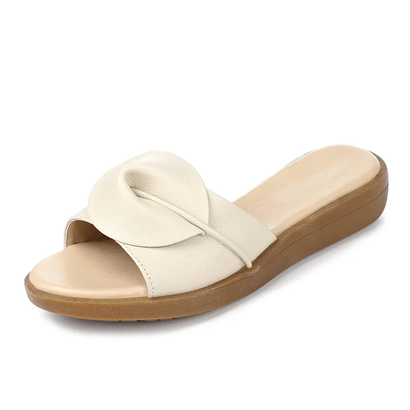 

Small Language Deer WOMEN'S Shoes Cz-36539 Summer New Products Genuine Leather Flower Women's Slippers Korean-style Fashion Anti