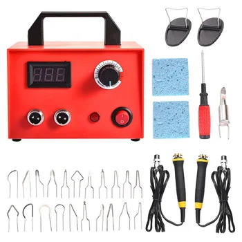 

Wood Burning Kit, 23 Pcs Wood Craft Tool Kit Adjustable Dual Pen with Digital Display(100W) EU Plug