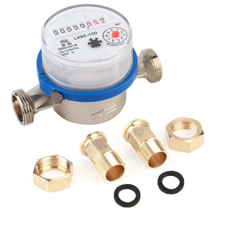 Water meter flow cold water 15 1.0 MPa 360° rotary counter 0.05 m3 / h mm